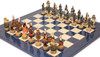 Japanese Samurai Theme Chess Set with Blue & Erable High Gloss Deluxe Board