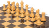Parker Staunton Chess Set Ebonized & Boxwood Pieces with Black Ash Burl Board & Box - 3.25" King
