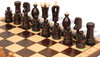 Large Kings with Brass Inlay Traditional Folding Chess Set - Brown