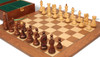 Zagreb Series Chess Set Golden Rosewood & Boxwood Pieces with Walnut & Maple Deluxe Board & Box - 3.25" King