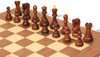 Zagreb Series Chess Set Golden Rosewood & Boxwood Pieces with Walnut & Maple Deluxe Board & Box - 3.25" King