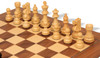 French Lardy Staunton Chess Set Ebonized & Boxwood Wood Pieces with Walnut & Maple Deluxe Board & Box - 2.75" King