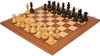 French Lardy Staunton Chess Set Ebonized & Boxwood Wood Pieces with Walnut & Maple Deluxe Board & Box - 2.75" King