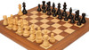 French Lardy Staunton Chess Set Ebonized & Boxwood Wood Pieces with Walnut & Maple Deluxe Board & Box - 2.75" King