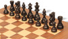 French Lardy Staunton Chess Set Ebonized & Boxwood Wood Pieces with Walnut & Maple Deluxe Board & Box - 2.75" King