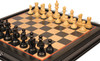 Reykjavik Series Chess Set Ebony & Boxwood Pieces with Black & Bird's-Eye Maple Chess Case - 3.25" King