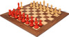 Reykjavik Series Chess Set Crimson & Boxwood Pieces with Walnut & Maple Deluxe Board - 3.75" King