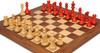 Reykjavik Series Chess Set Crimson & Boxwood Pieces with Walnut & Maple Deluxe Board - 3.75" King