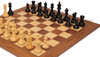 Reykjavik Series Chess Set Ebony & Boxwood Pieces with Walnut & Maple Deluxe Board & Box - 3.75" King