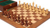 Reykjavik Series Chess Set Golden Rosewood & Boxwood Pieces with Walnut & Maple Deluxe Board & Box - 3.25" King