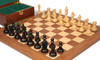 Reykjavik Series Chess Set - Ebonized & Boxwood Pieces - Walnut & Maple Deluxe Chess Board & Box - 3.25" King