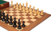 Reykjavik Series Chess Set - Ebonized & Boxwood Pieces - Walnut & Maple Deluxe Chess Board & Box - 3.25" King