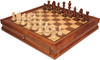 Traditional Staunton Chess Set Walnut Stained & Natural Pieces with Walnut Chess Case - 3.8" King