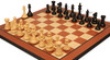 New Exclusive Staunton Chess Set Ebony & Boxwood Pieces with Mahogany & Maple Molded Edge Board & Box - 3.5" King