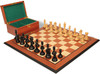 Fierce Knight Staunton Chess Set Ebony & Boxwood Pieces with Mahogany & Maple Molded Edge Board & Box - 3.5" King