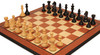 Fierce Knight Staunton Chess Set Ebony & Boxwood Pieces with Mahogany & Maple Molded Edge Board & Box - 3.5" King