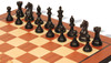 Fierce Knight Staunton Chess Set Ebonized & Boxwood Pieces with Mahogany & Maple Molded Edge Board & Box - 4" King