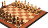 Dubrovnik Series Chess Set Burnt Boxwood Pieces with Mahogany & Maple Molded Board - 3.9" King