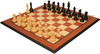 British Staunton Chess Set Ebonized & Boxwood Pieces with Mahogany & Maple Molded Edge Board & Box - 3.5" King
