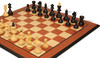 Bohemian Series Chess Set Ebonized & Boxwood Pieces with Mahogany & Maple Molded Edge Board & Box - 4" King