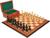 Reykjavik Series Chess Set Ebony & Boxwood Pieces with Mahogany & Maple Molded Edge Board & Box - 3.75" King
