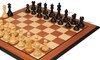 Reykjavik Series Chess Set Ebony & Boxwood Pieces with Mahogany & Maple Molded Edge Board - 3.25" King