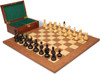 Bohemian Series Chess Set Ebonized & Boxwood Pieces with Walnut & Maple Deluxe Board & Box - 4" King