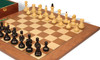 Bohemian Series Chess Set Ebonized & Boxwood Pieces with Walnut & Maple Deluxe Board & Box - 4" King