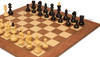 Bohemian Series Chess Set Ebonized & Boxwood Pieces with Walnut & Maple Deluxe Board & Box - 4" King