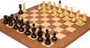 Bohemian Series Chess Set Ebonized & Boxwood Pieces with Walnut & Maple Deluxe Board - 4" King