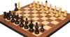 Bohemian Series Chess Set Ebonized & Boxwood Pieces with Walnut & Maple Molded Edge Board - 4" King