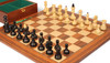 Bohemian Series Chess Set Ebonized & Boxwood Pieces with Santos Rosewood  & Maple Deluxe Chess Board & Box - 4" King