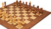 Bohemian Series Chess Set Golden Rosewood & Boxwood Pieces with Walnut & Maple Deluxe Board & Box - 4" King