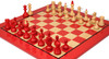 Bohemian Series Chess Set Crimson & Boxwood Pieces with Red & Maple High Gloss Deluxe Board - 4" King