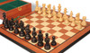 French Lardy Staunton Chess Set Ebonized & Boxwood Pieces with Mahogany & Maple Molded Edge Board & Box - 3.75" King
