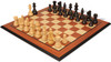 French Lardy Staunton Chess Set Ebonized & Boxwood Pieces with Mahogany & Maple Molded Edge Board & Box - 3.75" King