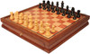 German Knight Staunton Chess Set Ebonized & Boxwood Pieces with Elm Burl & Bird's-Eye Maple Chess Case - 3.75" King