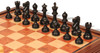 Deluxe Old Club Staunton Chess Set Ebonized & Boxwood Pieces with Elm Burl & Bird's-Eye Maple Chess Case - 3.25" King