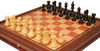 Deluxe Old Club Staunton Chess Set - Ebony & Boxwood Pieces - Elm Burl & Bird's-Eye Maple Two-Drawer Chess Case - 3.25" King