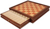 Reykjavik Series Chess Set - Ebonized & Boxwood Pieces - Elm Burl & Bird's-Eye Maple Two-Drawer Chess Case - 3.25" King