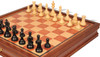 British Staunton Chess Set Ebony & Boxwood Pieces with Elm Burl & Bird's-Eye Maple Chess Case - 3.5" King