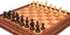 Fierce Knight Staunton Chess Set Ebonized & Boxwood Pieces with Elm Burl & Bird's-Eye Maple Chess Case - 3" King