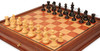 Fierce Knight Staunton Chess Set Ebonized & Boxwood Pieces with Elm Burl & Bird's-Eye Maple Chess Case - 3" King