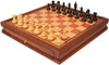 Fierce Knight Staunton Chess Set Ebony & Boxwood Pieces with Elm Burl & Bird's-Eye Maple Chess Case - 3.5" King