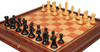 New Exclusive Staunton Chess Set Ebonized & Boxwood Pieces with Elm Burl & Bird's-Eye Maple Chess Case - 3" King