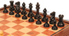 1849 Heirloom Staunton Chess Set Ebony & Boxwood Pieces with Elm Burl & Bird's-Eye Maple Chess Case - 3.5" King