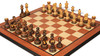 Reykjavik Series Chess Set Burnt Boxwood Pieces with Mahogany & Maple Molded Edge Chess Board - 3.75" King