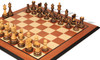 Reykjavik Series Chess Set Burnt Boxwood Pieces with Mahogany & Maple Molded Edge Chess Board - 3.75" King