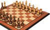 Reykjavik Series Chess Set Burnt Boxwood Pieces with Mahogany & Maple Molded Edge Chess Board - 3.75" King