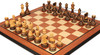 Reykjavik Series Chess Set Burnt Boxwood Pieces with Mahogany & Maple Molded Edge Chess Board - 3.75" King